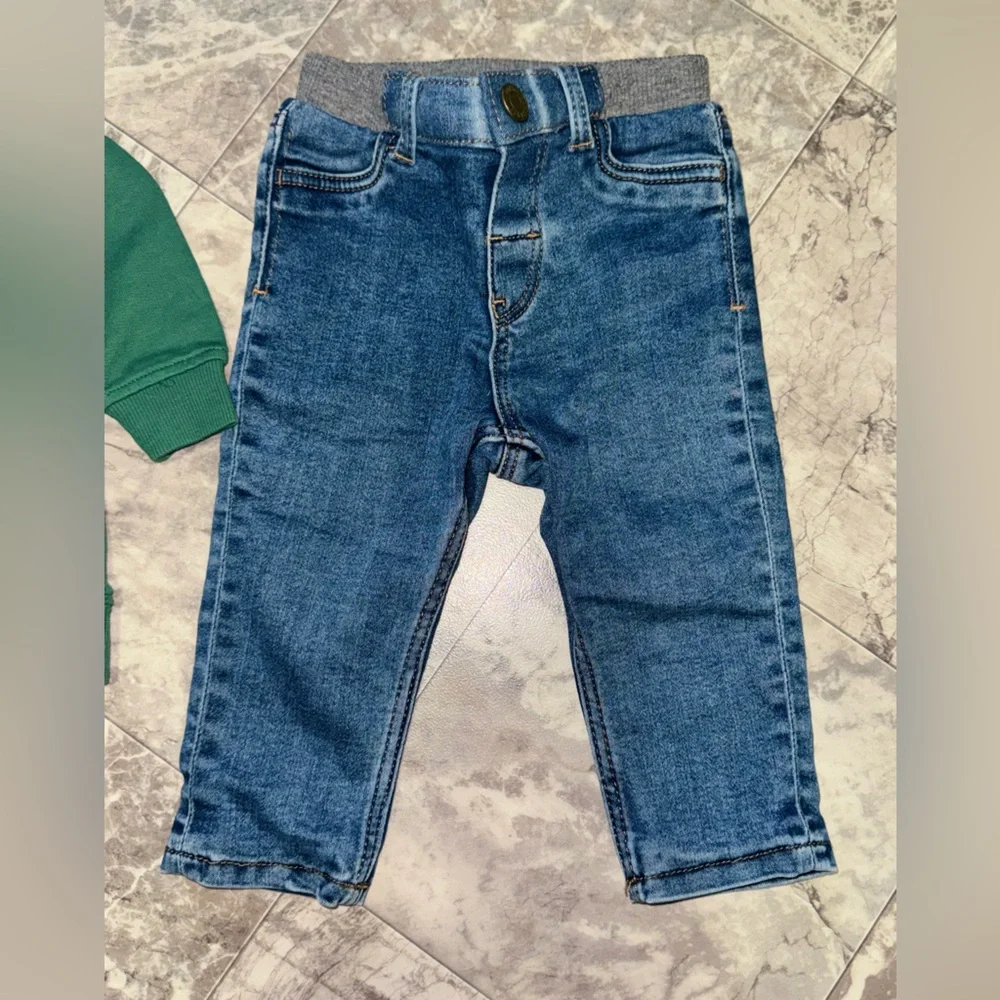 H&M Baby Boy Blue Denim Jeans Elastic Waist Size 9M Like New